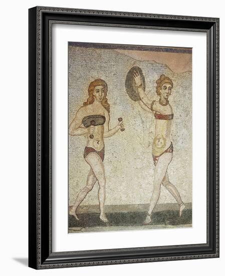 Roman mosaic, Villa Romana del Casale, Piazza Armerina, Sicily, Italy, early 4th century BC-Werner Forman-Framed Photographic Print