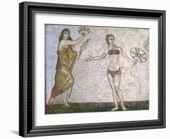 Roman mosaic, Villa Romana del Casale, Piazza Armerina, Sicily, Italy, early 4th century BC-Werner Forman-Framed Photographic Print