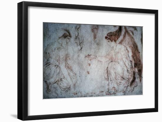 Roman painting on marble of ladies playing knucklebones. Artist: Unknown-Unknown-Framed Giclee Print