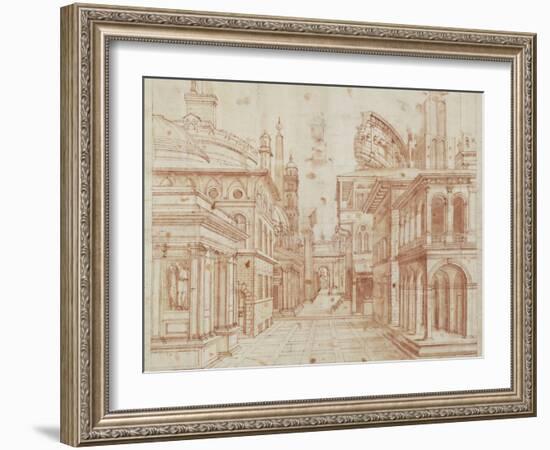 Roman Perspective-Baldassare Peruzzi-Framed Art Print