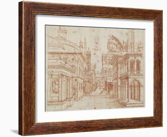 Roman Perspective-Baldassare Peruzzi-Framed Art Print