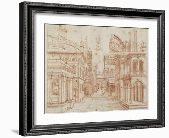 Roman Perspective-Baldassare Peruzzi-Framed Art Print