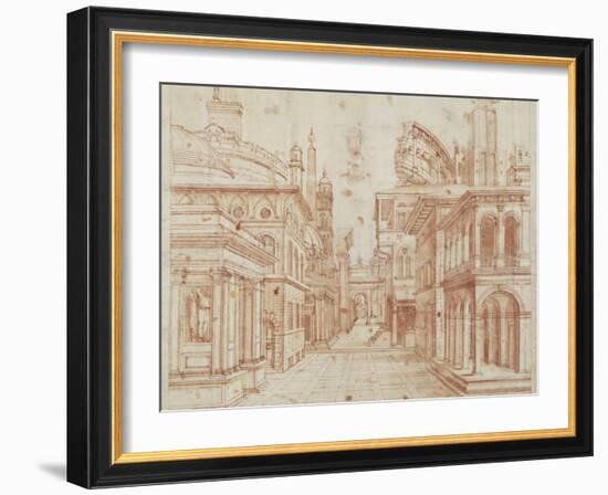 Roman Perspective-Baldassare Peruzzi-Framed Art Print