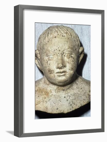 Roman Pipeclay Head of Child from Roman grave at Colchester, Essex, c2nd-3rd century-Unknown-Framed Giclee Print