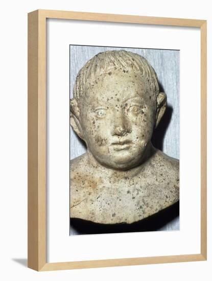 Roman Pipeclay Head of Child from Roman grave at Colchester, Essex, c2nd-3rd century-Unknown-Framed Giclee Print