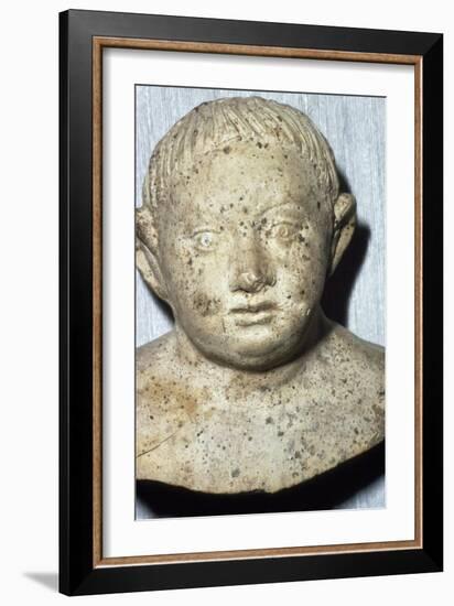 Roman Pipeclay Head of Child from Roman grave at Colchester, Essex, c2nd-3rd century-Unknown-Framed Giclee Print