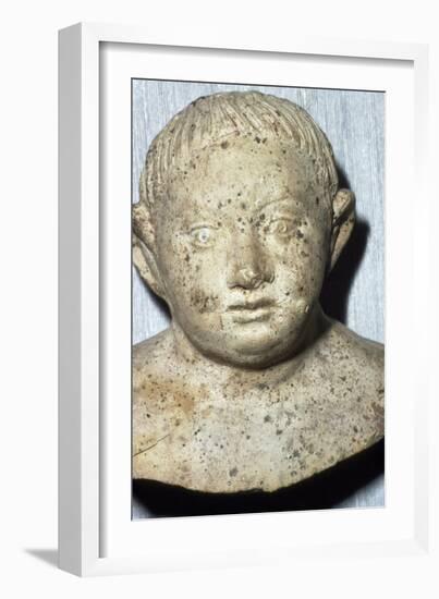 Roman Pipeclay Head of Child from Roman grave at Colchester, Essex, c2nd-3rd century-Unknown-Framed Giclee Print