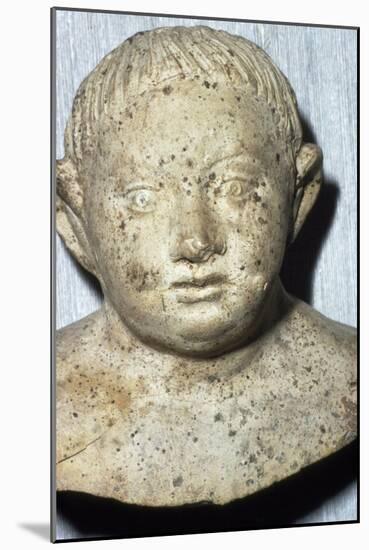 Roman Pipeclay Head of Child from Roman grave at Colchester, Essex, c2nd-3rd century-Unknown-Mounted Giclee Print