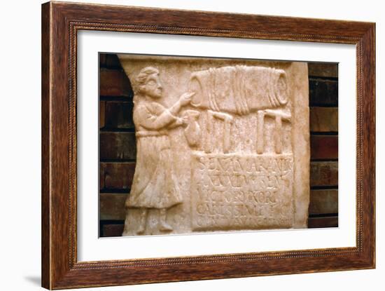 Roman relief, a woman draws wine from a cask at a Tavern, Merida, Spain, c2nd-3rd century-Unknown-Framed Giclee Print