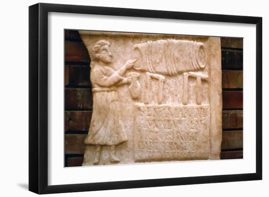 Roman relief, a woman draws wine from a cask at a Tavern, Merida, Spain, c2nd-3rd century-Unknown-Framed Giclee Print