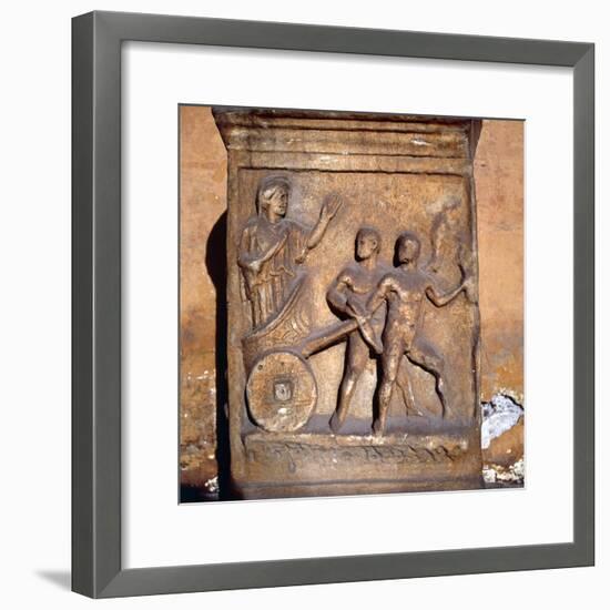 Roman relief, Kleobis and Biton draw their mother by chariot, c1st-3rd century-Unknown-Framed Giclee Print