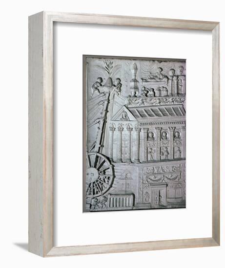 Roman relief of a crane being used. Artist: Unknown-Unknown-Framed Giclee Print