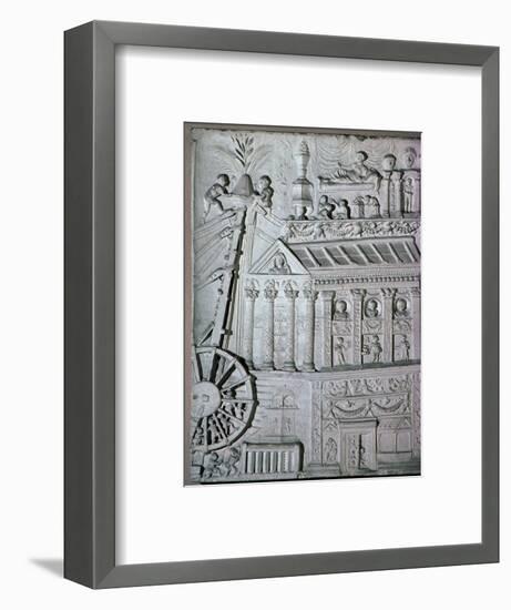 Roman relief of a crane being used. Artist: Unknown-Unknown-Framed Giclee Print