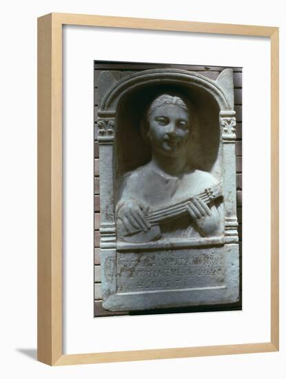 Roman relief of a girl with a lute, 1st century. Artist: Unknown-Unknown-Framed Giclee Print
