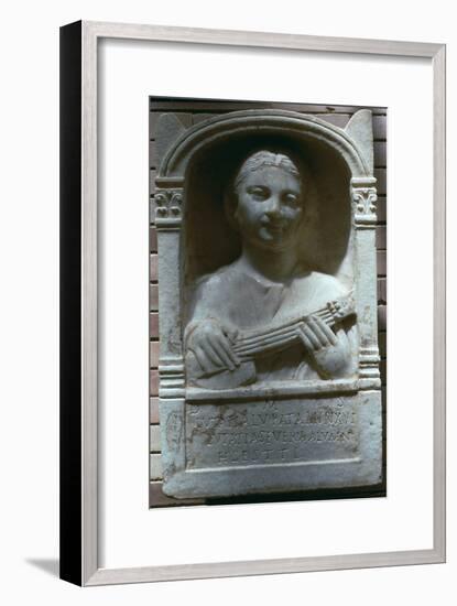 Roman relief of a girl with a lute, 1st century. Artist: Unknown-Unknown-Framed Giclee Print