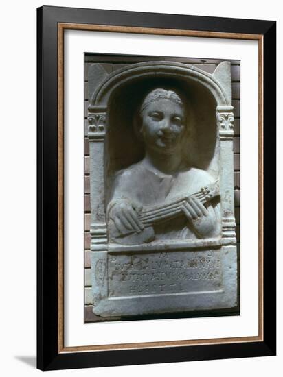 Roman relief of a girl with a lute, 1st century. Artist: Unknown-Unknown-Framed Giclee Print