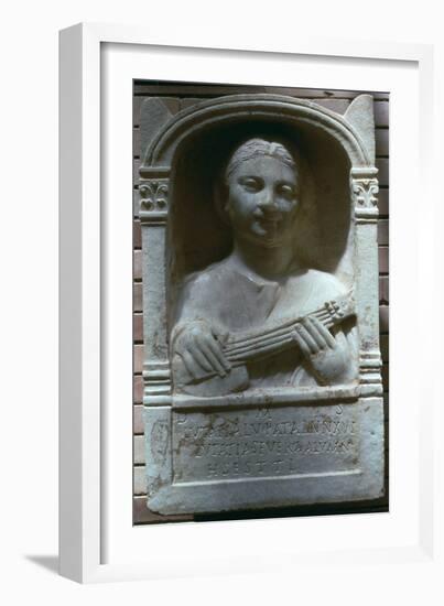 Roman relief of a girl with a lute, 1st century. Artist: Unknown-Unknown-Framed Giclee Print