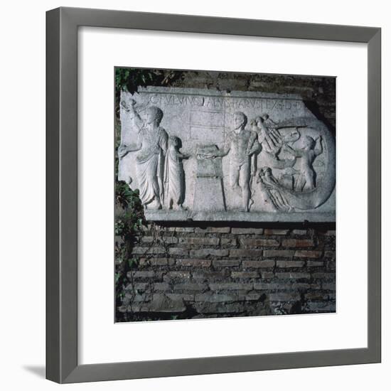 Roman relief of a haruspex, 3rd century. Artist: Unknown-Unknown-Framed Giclee Print