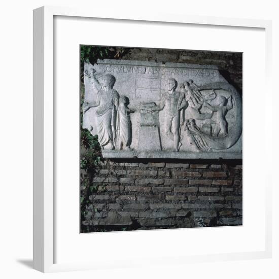 Roman relief of a haruspex, 3rd century. Artist: Unknown-Unknown-Framed Giclee Print