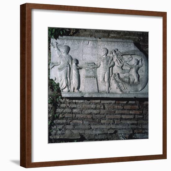 Roman relief of a haruspex, 3rd century. Artist: Unknown-Unknown-Framed Giclee Print