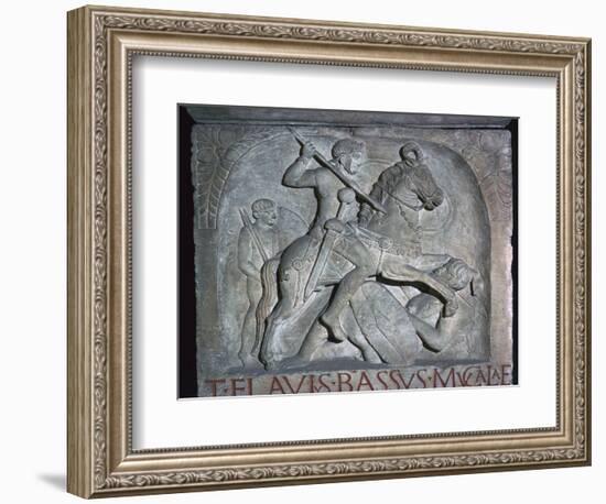 Roman relief of a Roman cavalry officer riding down a barbarian, 5th century. Artist: Unknown-Unknown-Framed Giclee Print