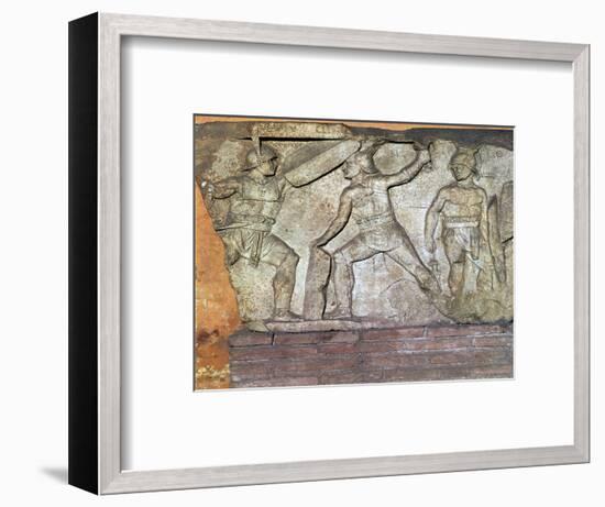 Roman relief of gladiators. Artist: Unknown-Unknown-Framed Giclee Print