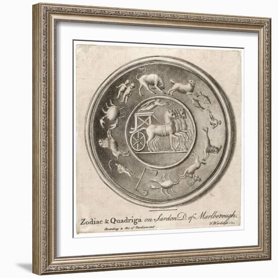 Roman Representation of the Twelve Signs Surrounding the Quadriga (Four-Horse Carriage) of the Sun-T. Worlidge-Framed Art Print