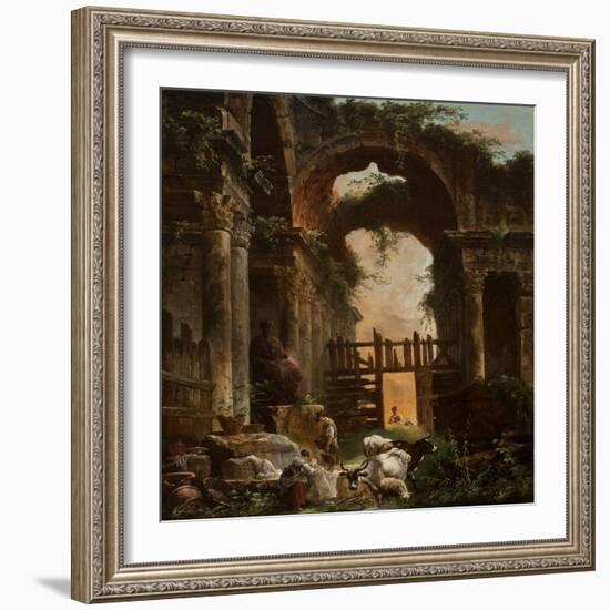 Roman Ruins, 1759 (Oil on Canvas)-Hubert Robert-Framed Giclee Print