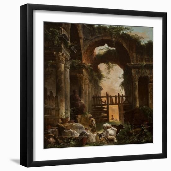 Roman Ruins, 1759 (Oil on Canvas)-Hubert Robert-Framed Giclee Print