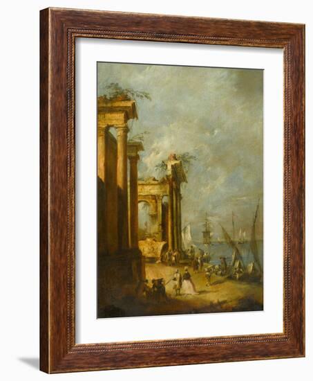 Roman Ruins Near the Lagoon, c.1765-1775-Francesco Guardi-Framed Giclee Print