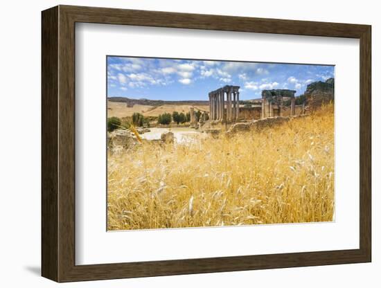 Roman ruins, Temple of Juno Caelestis, Dougga Archaeological Site, Tunisia-Nico Tondini-Framed Photographic Print