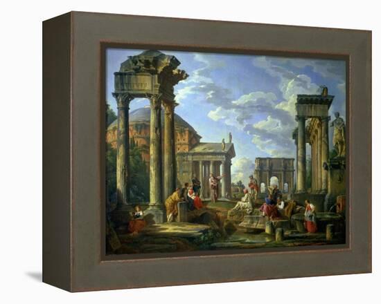 Roman Ruins with a Prophet, 1751-Giovanni Paolo Pannini-Framed Premier Image Canvas