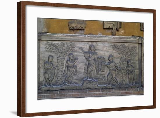 Roman Sarcophagus known as Traditio Legis from Ravenna, Italy, Early Christian Period, 5th Century-null-Framed Giclee Print