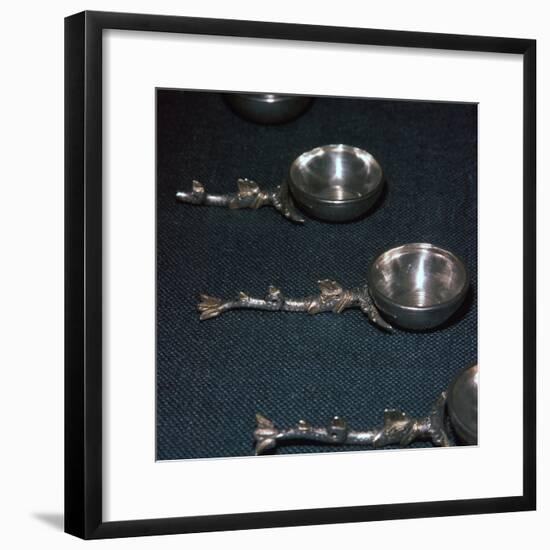 Roman silver and gilt ladles with handles cast in the form of dolphins, 4th century-Unknown-Framed Giclee Print
