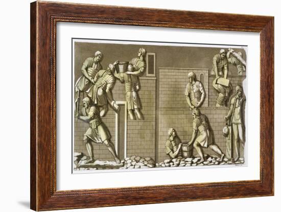 Roman soldiers building a fort, (c1820-1839)-Vittorio Raineri-Framed Giclee Print