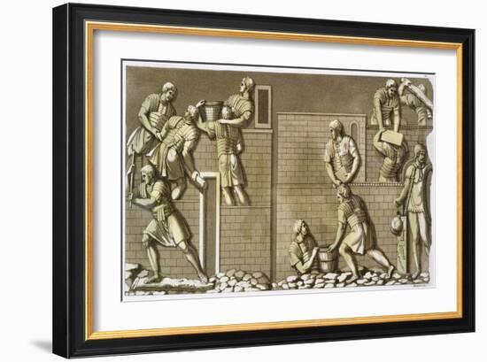 Roman soldiers building a fort, (c1820-1839)-Vittorio Raineri-Framed Giclee Print