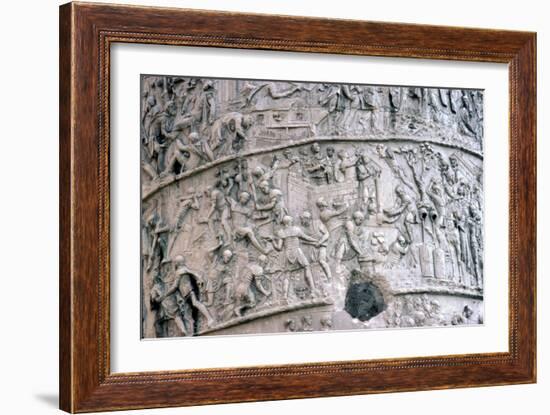 Roman Soldiers building fort in the Dacian Wars, Trajan's Column, Rome, c2nd century-Unknown-Framed Giclee Print