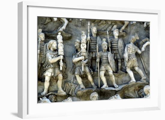 Roman Soldiers Taking Part in Decursio, the Ritual Circling of Funeral Pyre, C180-196-null-Framed Photographic Print