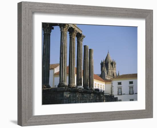 Roman Temple and Cathedral, Evora, Alentejo, Portugal, Europe-Firecrest Pictures-Framed Photographic Print