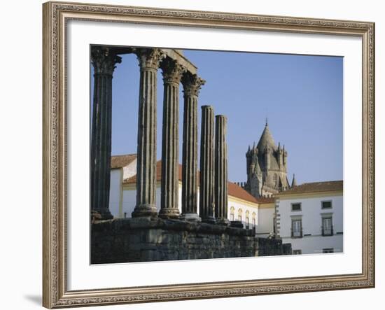 Roman Temple and Cathedral, Evora, Alentejo, Portugal, Europe-Firecrest Pictures-Framed Photographic Print