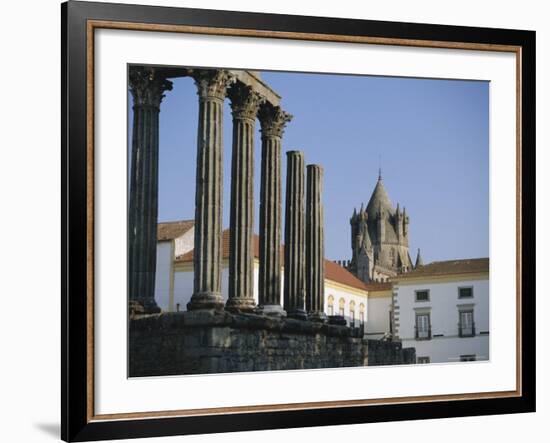 Roman Temple and Cathedral, Evora, Alentejo, Portugal, Europe-Firecrest Pictures-Framed Photographic Print