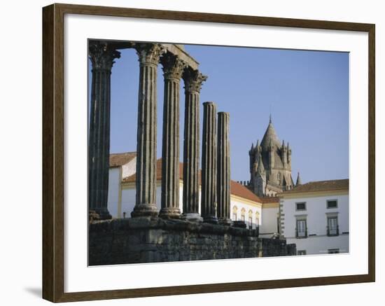 Roman Temple and Cathedral, Evora, Alentejo, Portugal, Europe-Firecrest Pictures-Framed Photographic Print