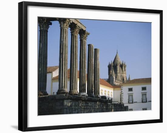 Roman Temple and Cathedral, Evora, Alentejo, Portugal, Europe-Firecrest Pictures-Framed Photographic Print