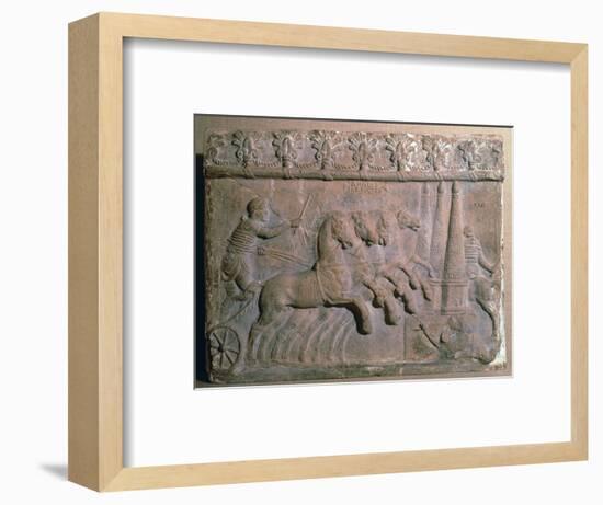 Roman terracotta panel showing a racing chariot-Unknown-Framed Giclee Print