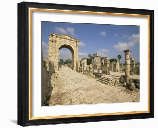 Roman Triumphal Arch and Colonnaded Street, Al Bas Site, Tyre (Sour), the South, Lebanon-Gavin Hellier-Framed Photographic Print