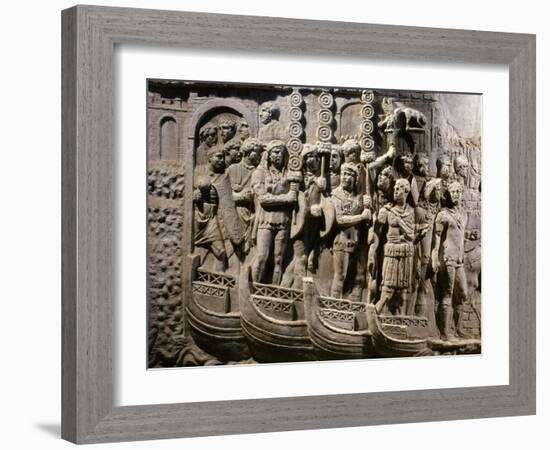 Roman Troops Embarking on Ships, Relief from Copy of Trajan's Column-null-Framed Photographic Print