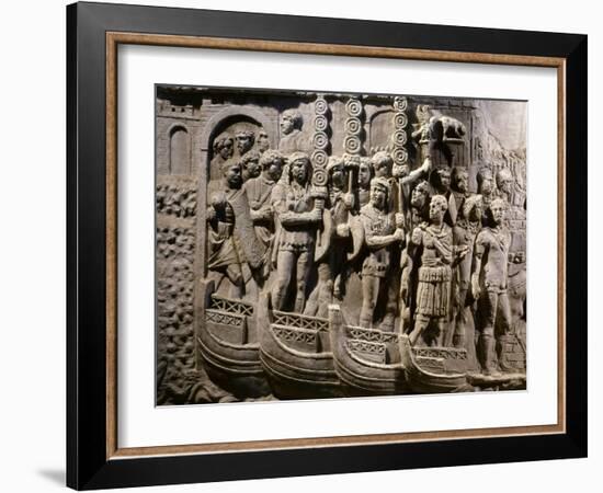 Roman Troops Embarking on Ships, Relief from Copy of Trajan's Column-null-Framed Photographic Print