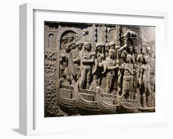 Roman Troops Embarking on Ships, Relief from Copy of Trajan's Column-null-Framed Photographic Print