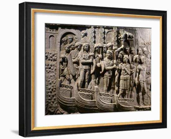 Roman Troops Embarking on Ships, Relief from Copy of Trajan's Column-null-Framed Photographic Print