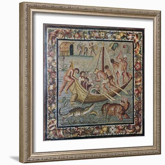 Roman wall mosaic of a ferry-boat, 1st century. Artist: Unknown-Unknown-Framed Giclee Print